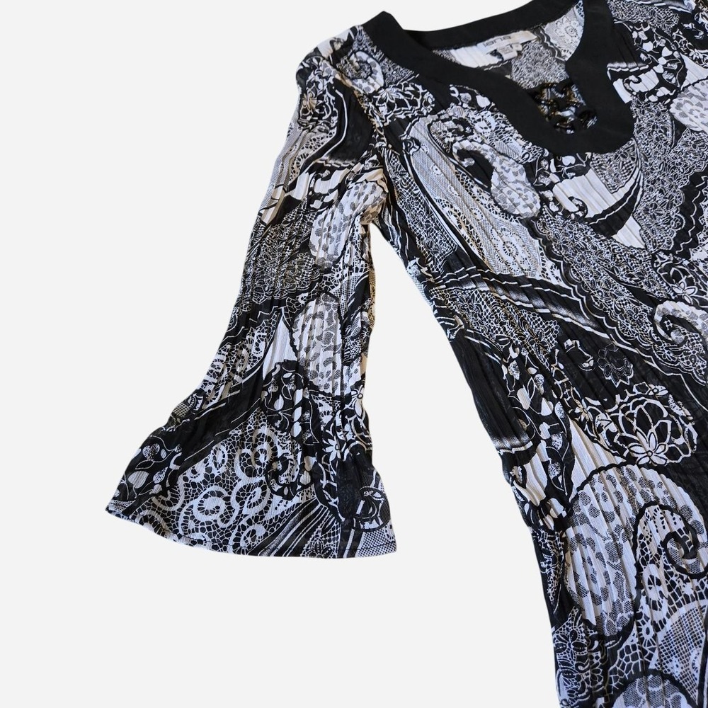 VTG 90s, y2k black paisley beach cover up with bell sleeves / LG 12 / swim beach - Picture 2 of 7